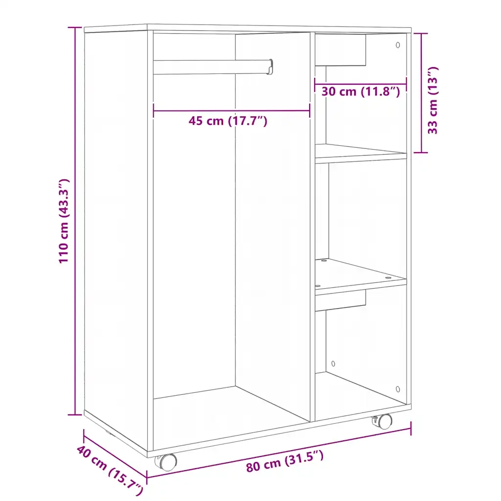 Armadio Bianco 80x40x110 cm in Legno Multistrato CFW8836457
