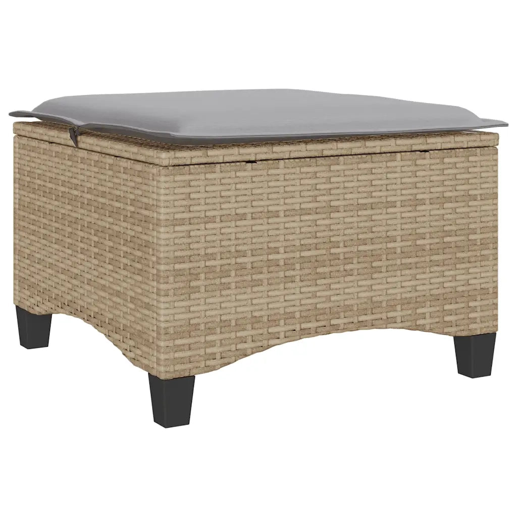 Sgabelli Giardino con Cuscini 4 pz Beige 55x55x36 cm Polyrattan CFW1202337