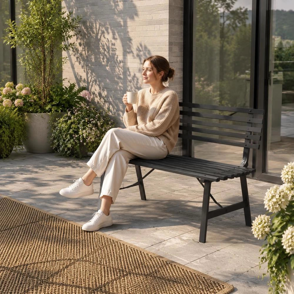 Garden Bench 110 Cm Steel Black