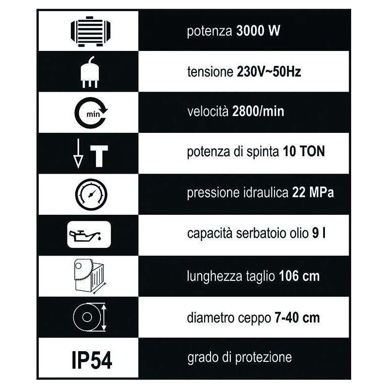 Spaccalegna Vigor, vsv-10t 1060 vertic, 10 ton