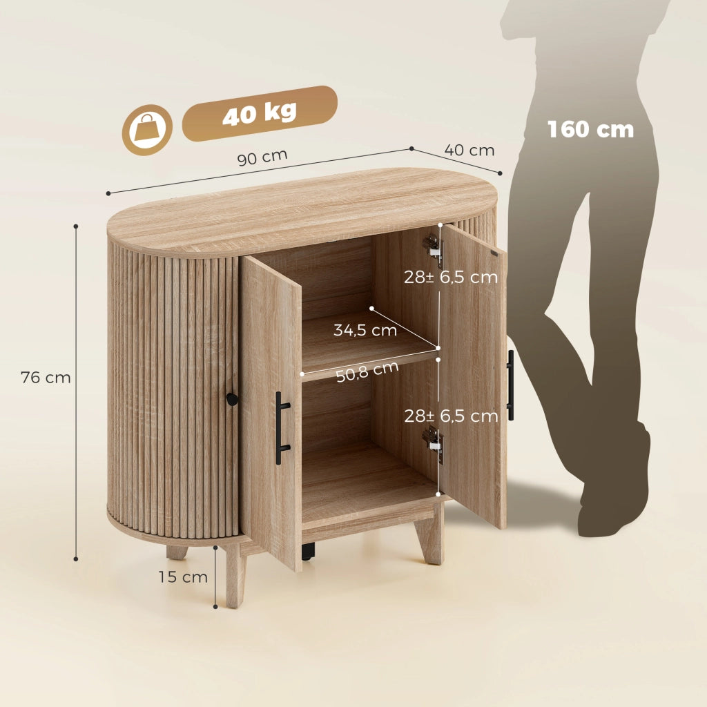 Buffet con 4 ante e ripiani regolabili ¨C Minimal ¨C Rovere 90x40x76