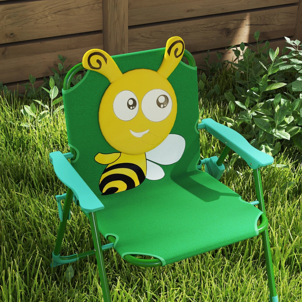 Set giardino per bambini con tavolo, sedie e ombrellone ¨C zephmum ¨C design ape, verde e giallo