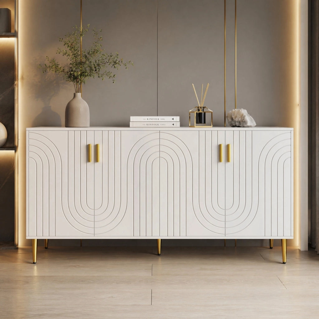 Credenza moderna bianca in MDF 152x40x75 cm