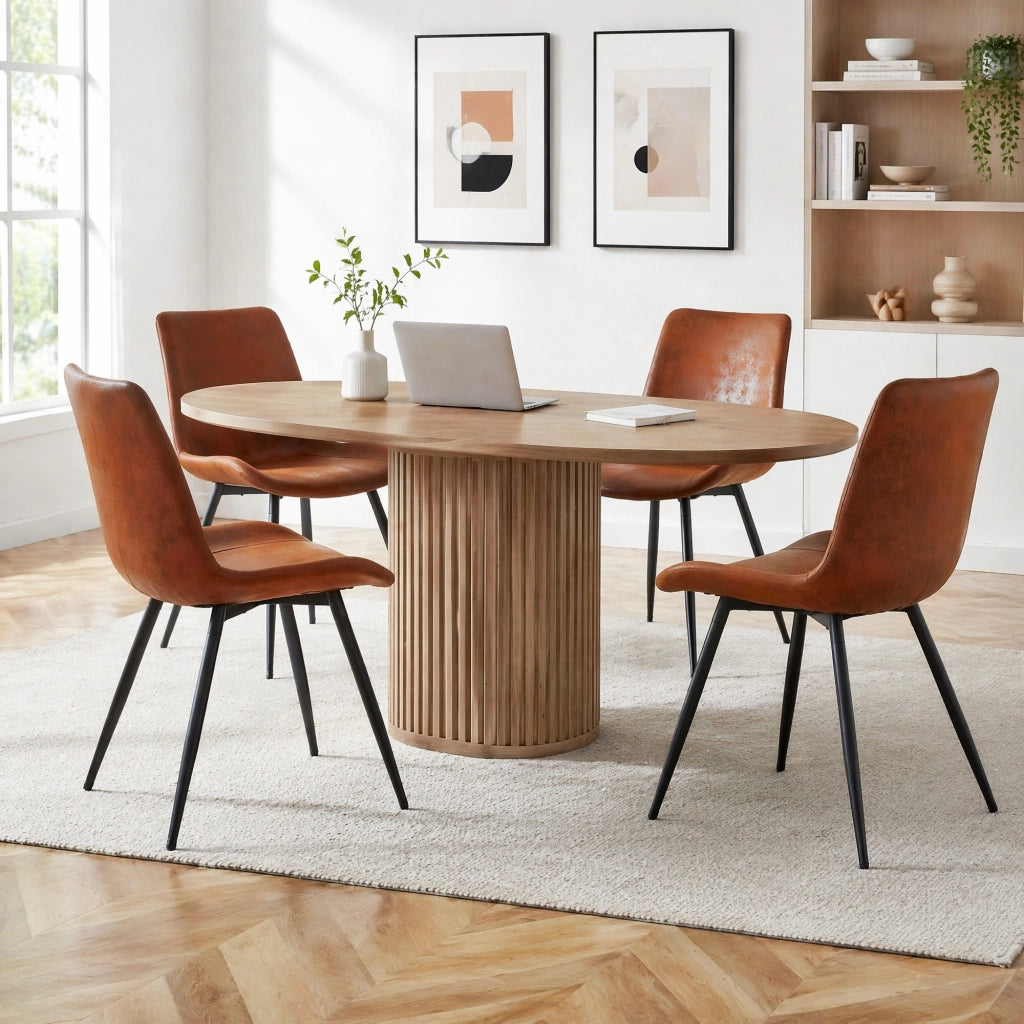 Set di 4 sedie da pranzo in tessuto tecnico traspirante con struttura in metallo nero, stile moderno
