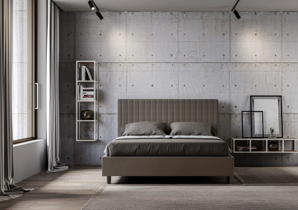 Letto Matrimoniale 160x210 cm con Rete e Contenitore Sunny Cappuccino