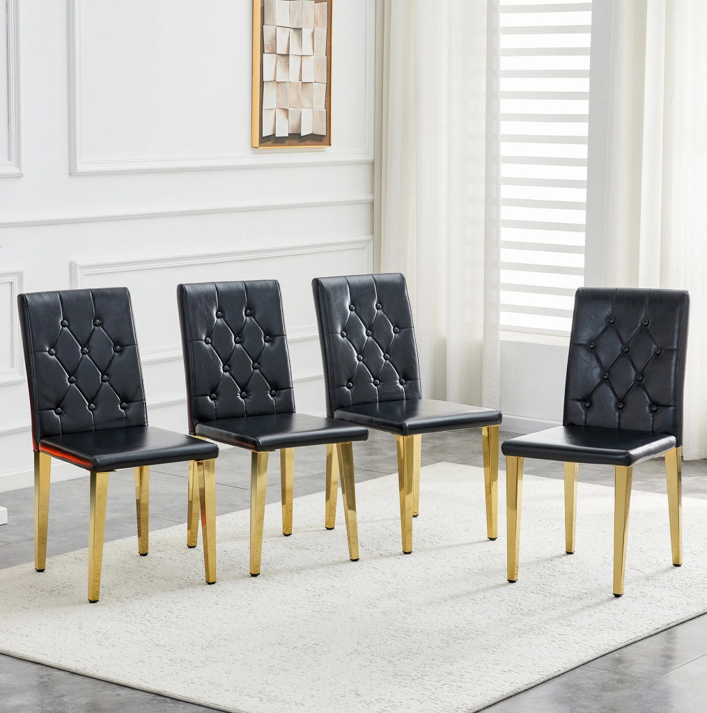 SEDIA da pranzo set da 4 pezzi nero e oro con schienale trapuntato