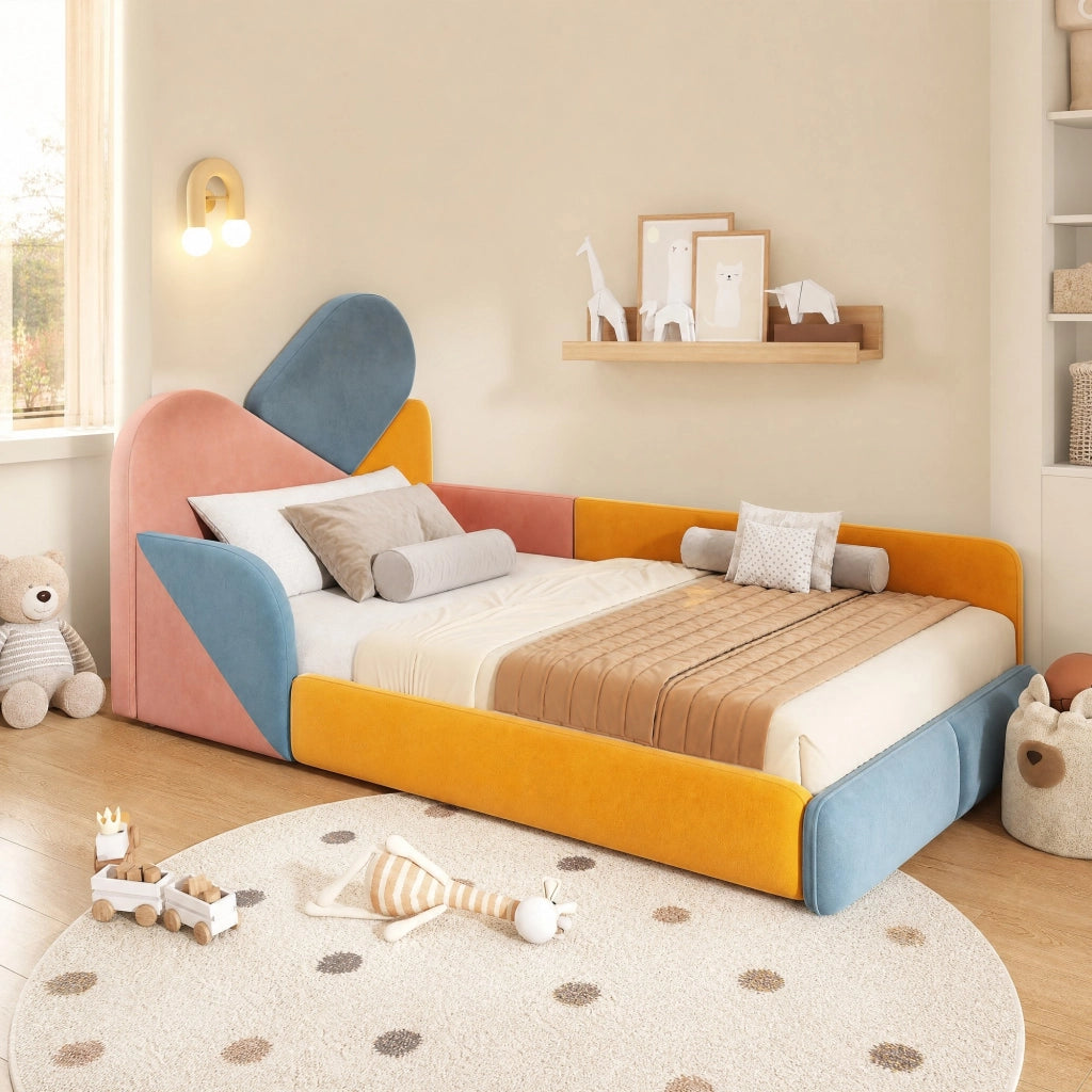 Letto imbottito per bambini patchwork 90x200 cm