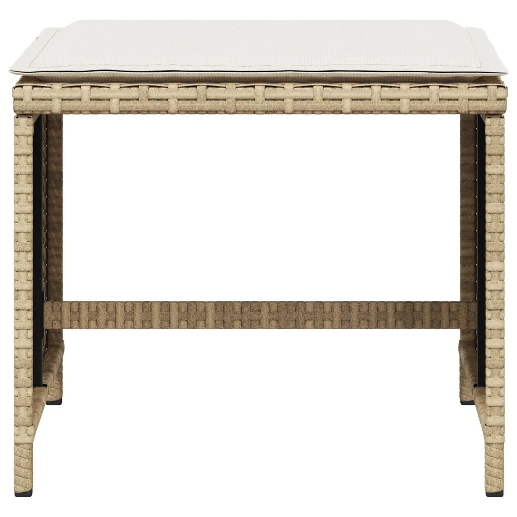 Sgabelli Giardino con Cuscini 4 pz Beige 40x40x35 cm Polyrattan CFW8313474
