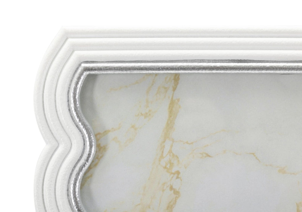 Cornice Curty 25,2x1,7x30,3 cm in Resina e Vetro Bianco e Argento