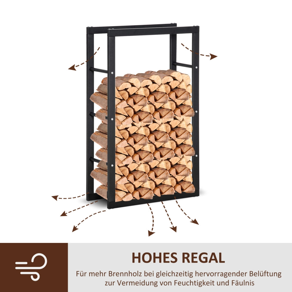 Portalegna ULEVR in metallo nero 40x25x100 cm, supporto per legna da camino con portata fino a 97 kg