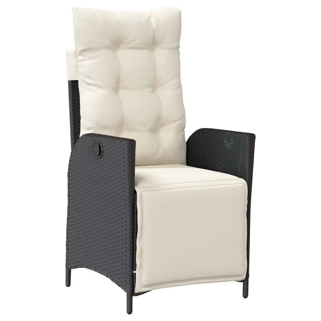 Set da Pranzo da Giardino 9 pz con Cuscini Nero in Polyrattan 3213066