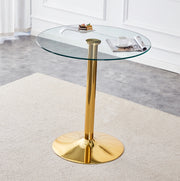 Tavolo bar rotondo in vetro e metallo dorato Ø89 cm