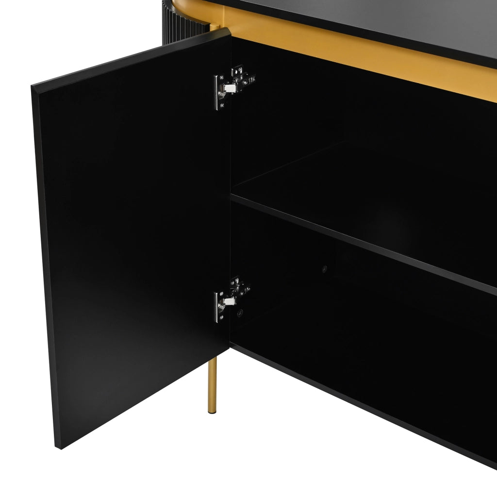 Sideboard 140x38x80 cm con 4 ante e passacavi in MDF nero