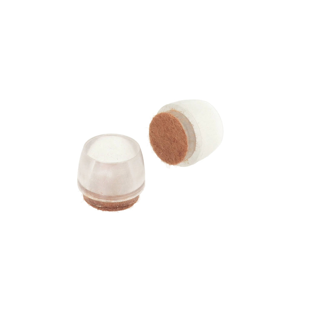 Puntali tondi PVC trasparente con feltro Ø 22 mm. - 4 pz.
