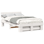 Letto matrimoniale | Letto per adulti | Struttura del letto Bianco 140 x 190 cm Pino massello