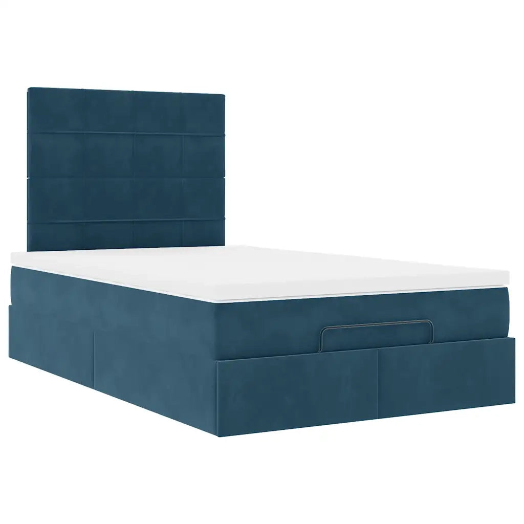 Struttura Letto Pouf con Materassi Blu Scuro 120x200 cm Velluto 3314316