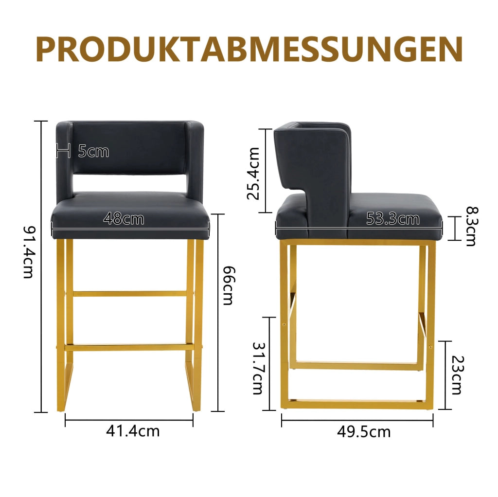 SGABELLI da bar design nordico 91,4 cm nero e oro