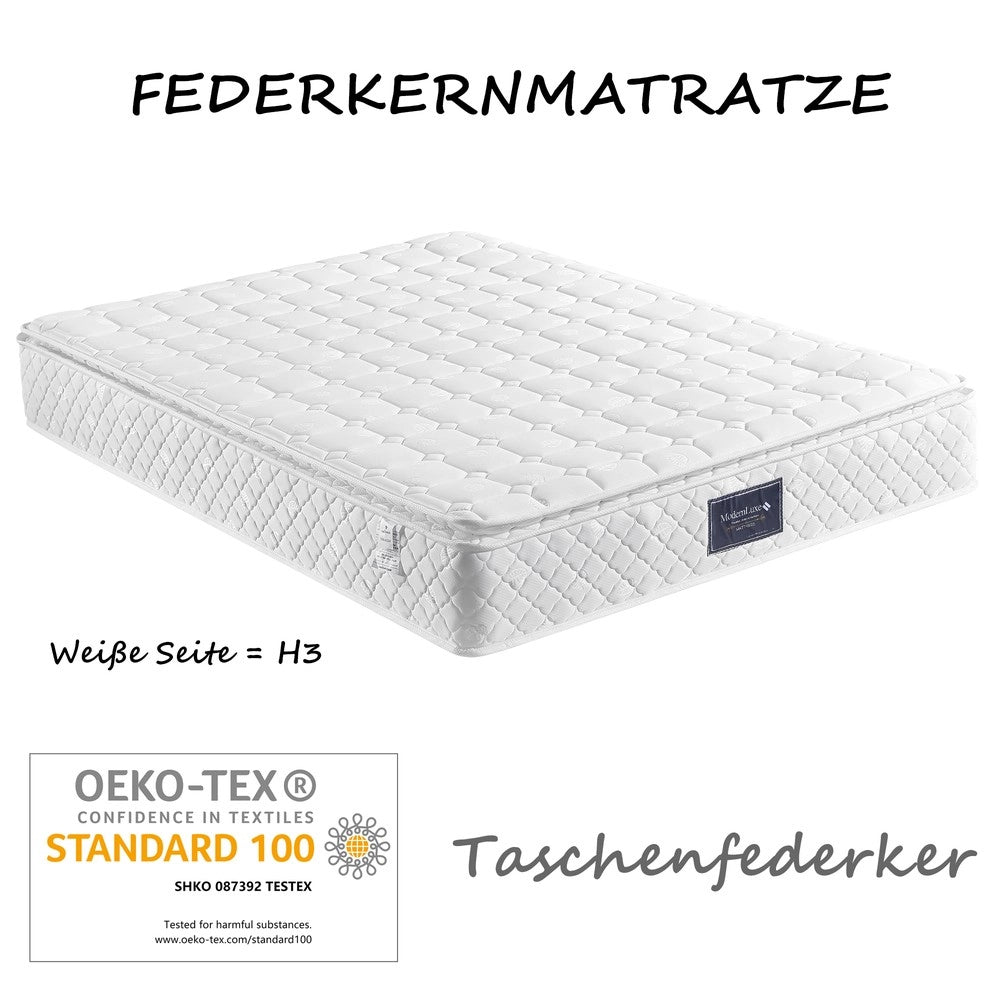 Letto Contenitore Imbottito 140x200 con LED e Rete a Doghe ¨C MINIMAL ¨C Grigio, con Materasso