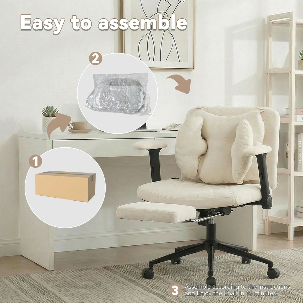 Sedia da ufficio regolabile con poggiapiedi ¨C Minimal ¨C Beige