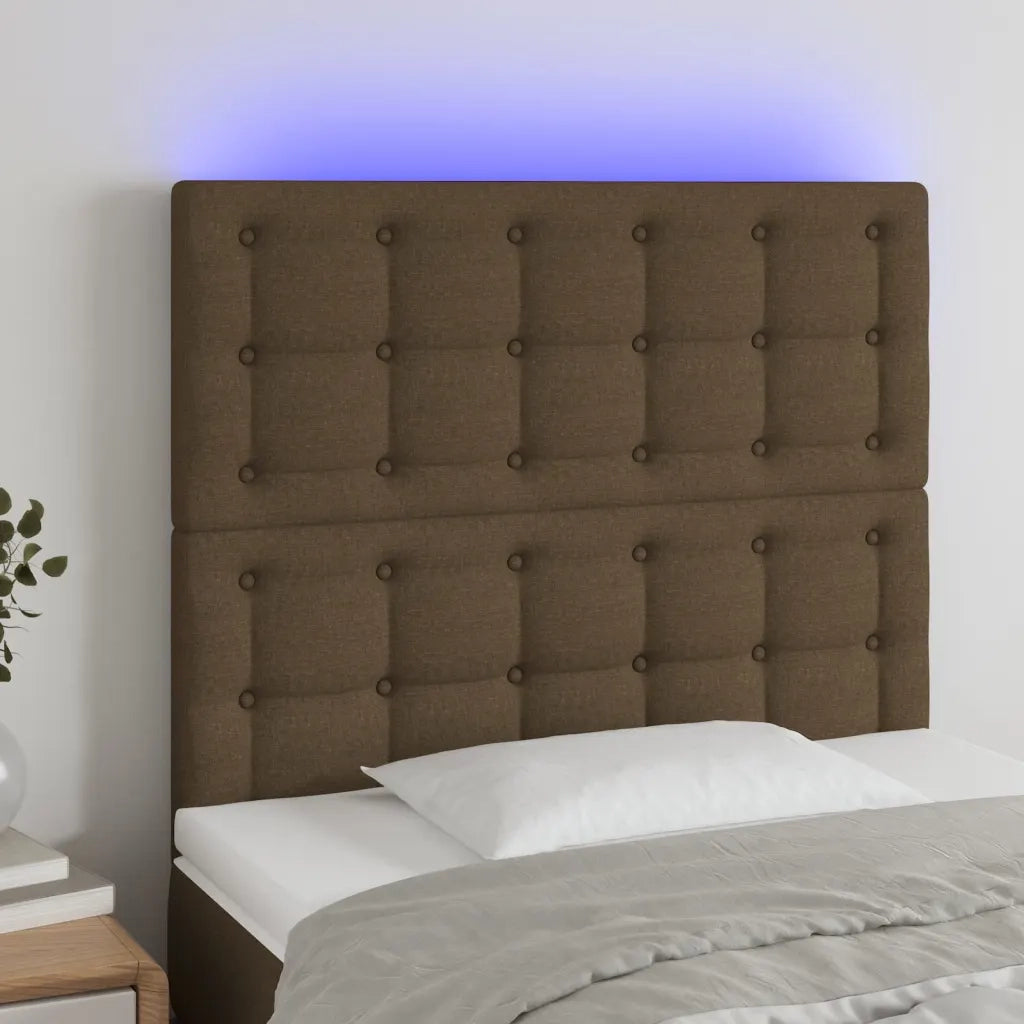 Testiera | Testata a LED Marrone Scuro 80x5x118/128 cm in Tessuto