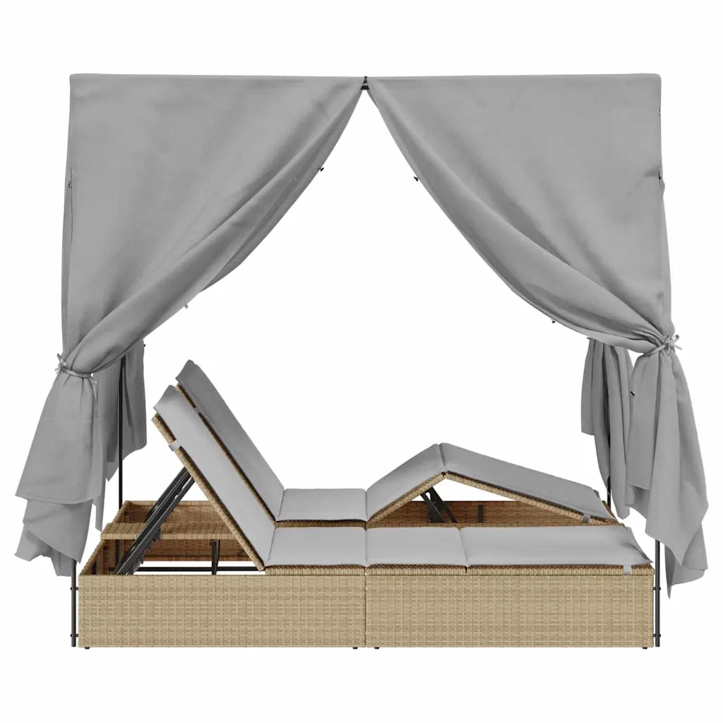 Lettino da sole doppio Grigio 205 x 129 x 200 cm polyrattan