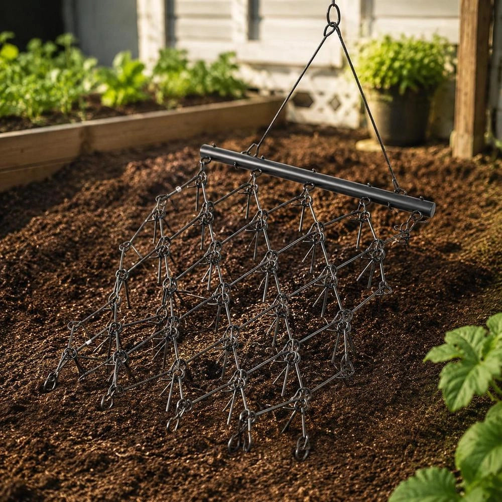 Drag Harrow, 1707x1219mm, Meadow Harrow With 80 Sharp Teeth, Suitable For ATV & UTV Tractor, For Soil Preparation, Sowing, Smoothing Of Landscapes & Maintenance Of Gravel Driveways