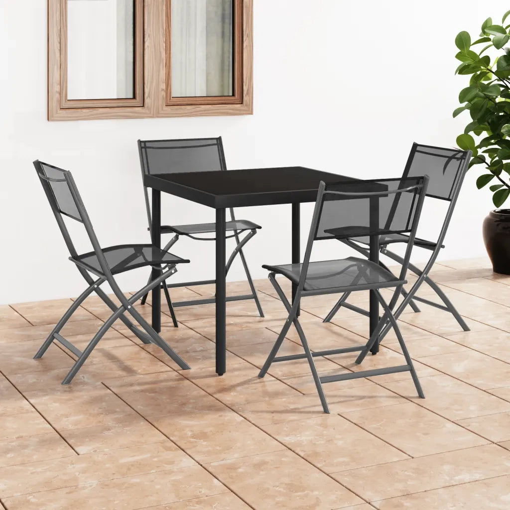 Sedie pieghevoli, 4 pezzi, in acciaio nero e Textilene 318767