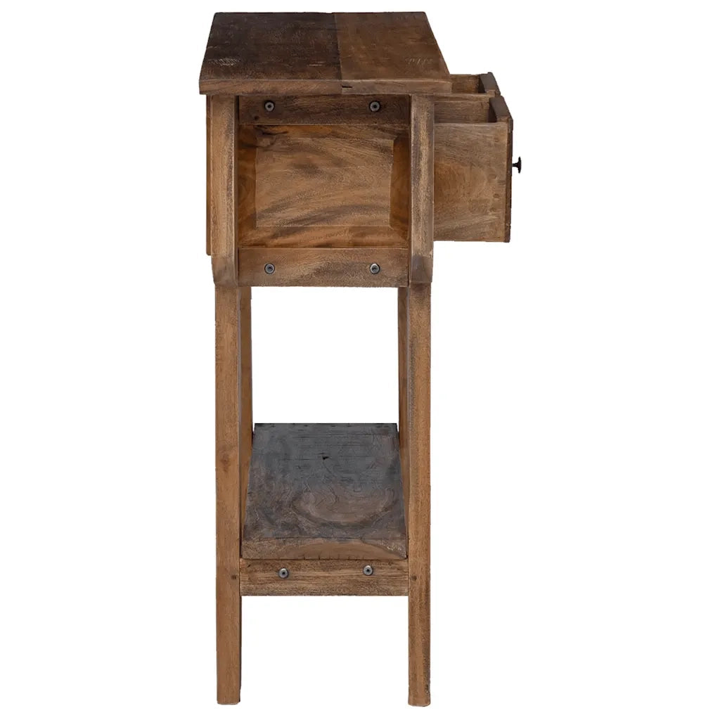 Table console bois de récupération mélangé 80x35x80 cm