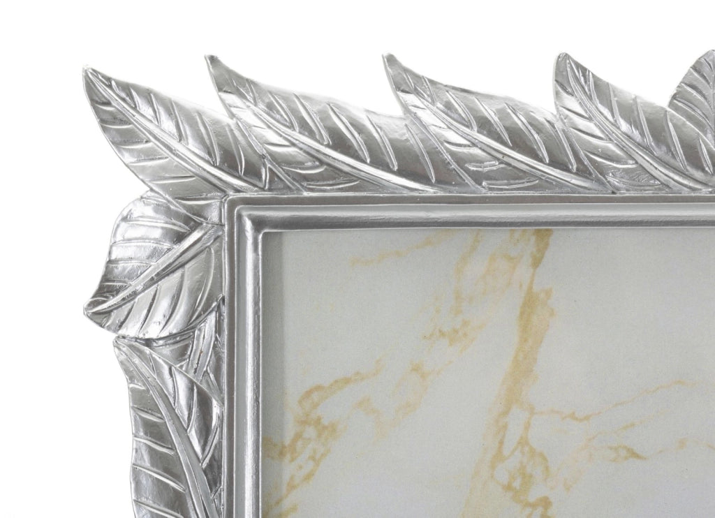 Cornice Leavy Silver 27x2x32,3 cm in Resina e Vetro Argento