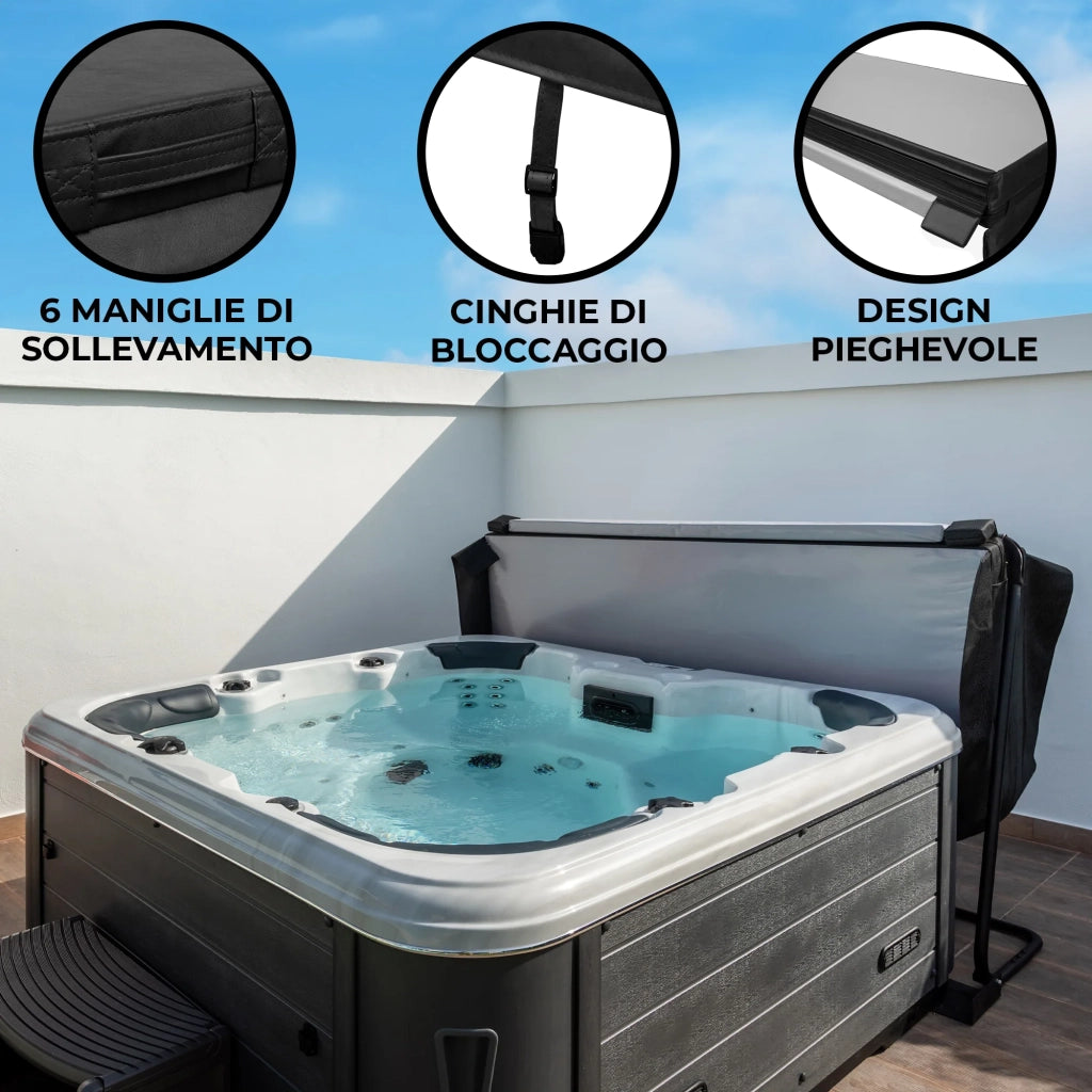 Copertura per vasca idromassaggio Coperchio Spa 2.2 x 2.2m quadrato Nero Hard Top Resistente alle intemperie PVC in Pelle