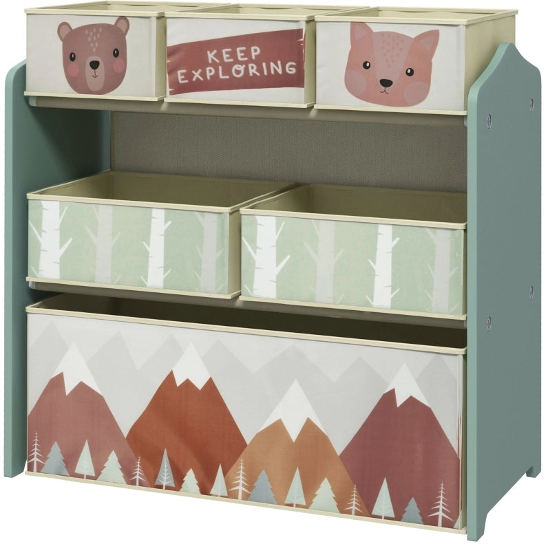 LIBRERIA per bambini 63x30x66 cm Verde in legno con 6 scomparti