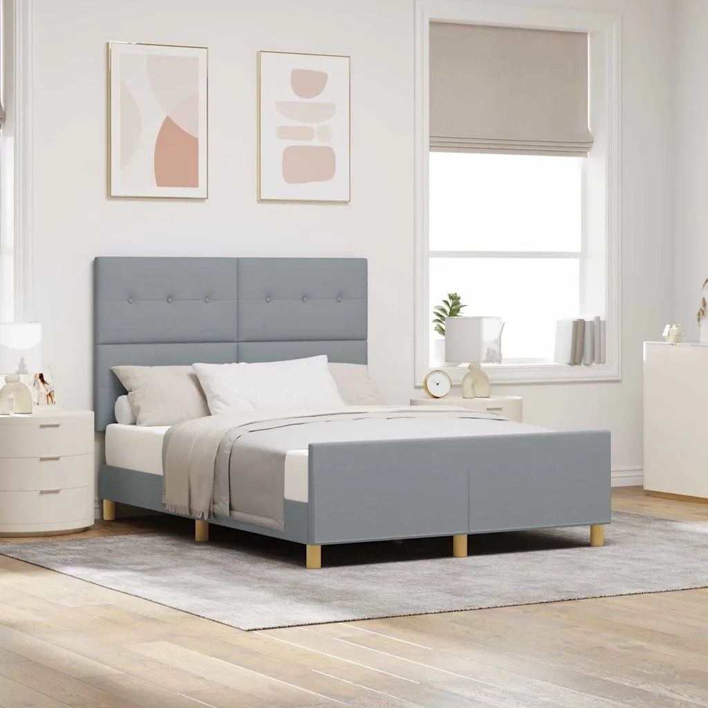 Letto matrimoniale | Letto per adulti | Struttura del letto Grigio chiaro 140 x 190 cm Tessuto