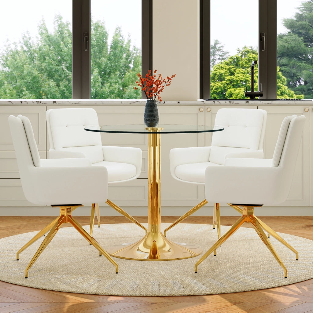 Set pranzo 85x76 cm in vetro temperato trasparente e metallo, 4 posti