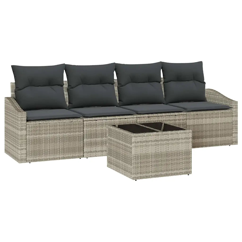 Set di divani con cuscino 5 pcs Grigio chiaro polyrattan 3346592