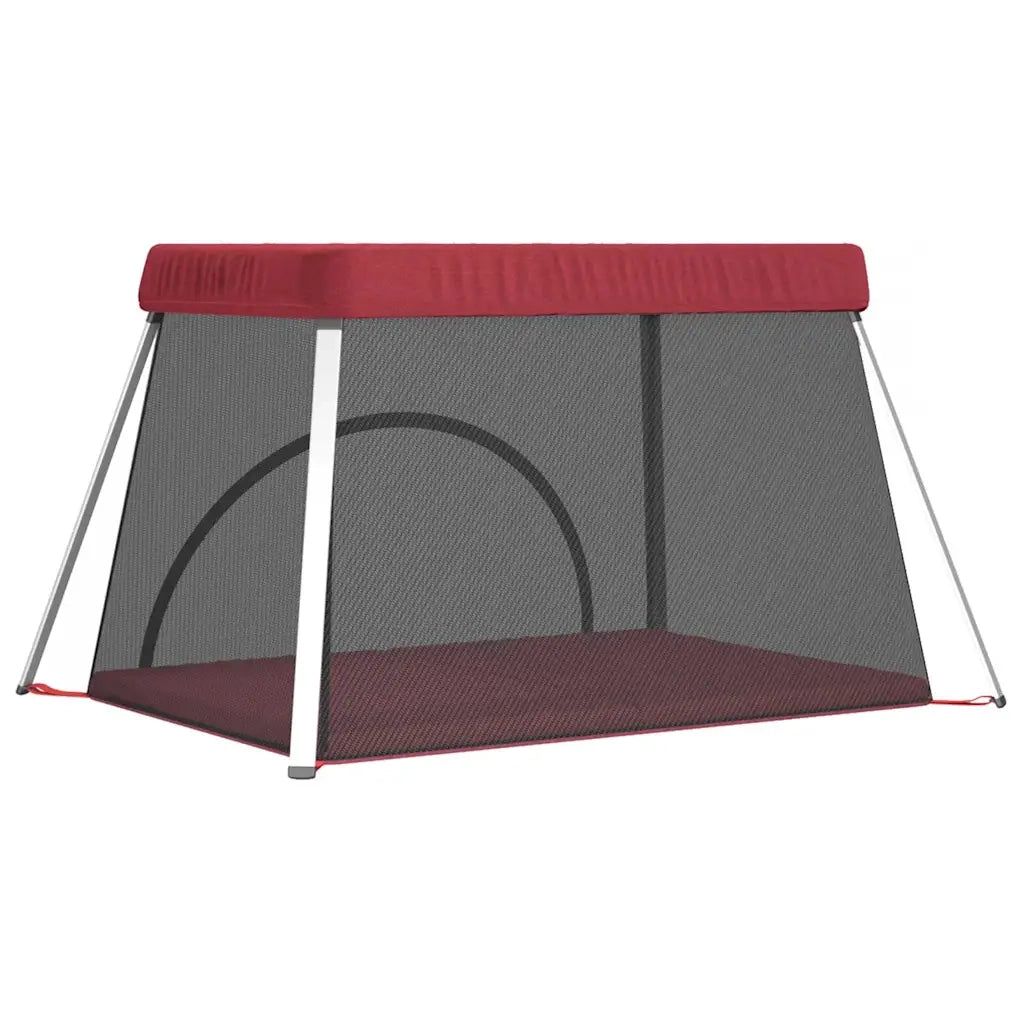 Box per Bambini con Materasso Rosso Tessuto di Lino 10305