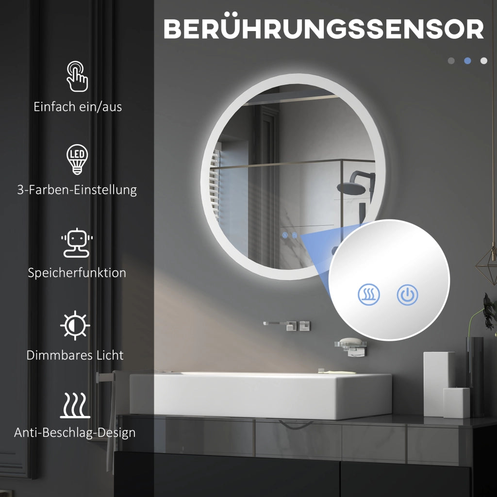 Specchio da Bagno con LED e Antibagno ¨C Minimal ¨C Bianco 60x30x