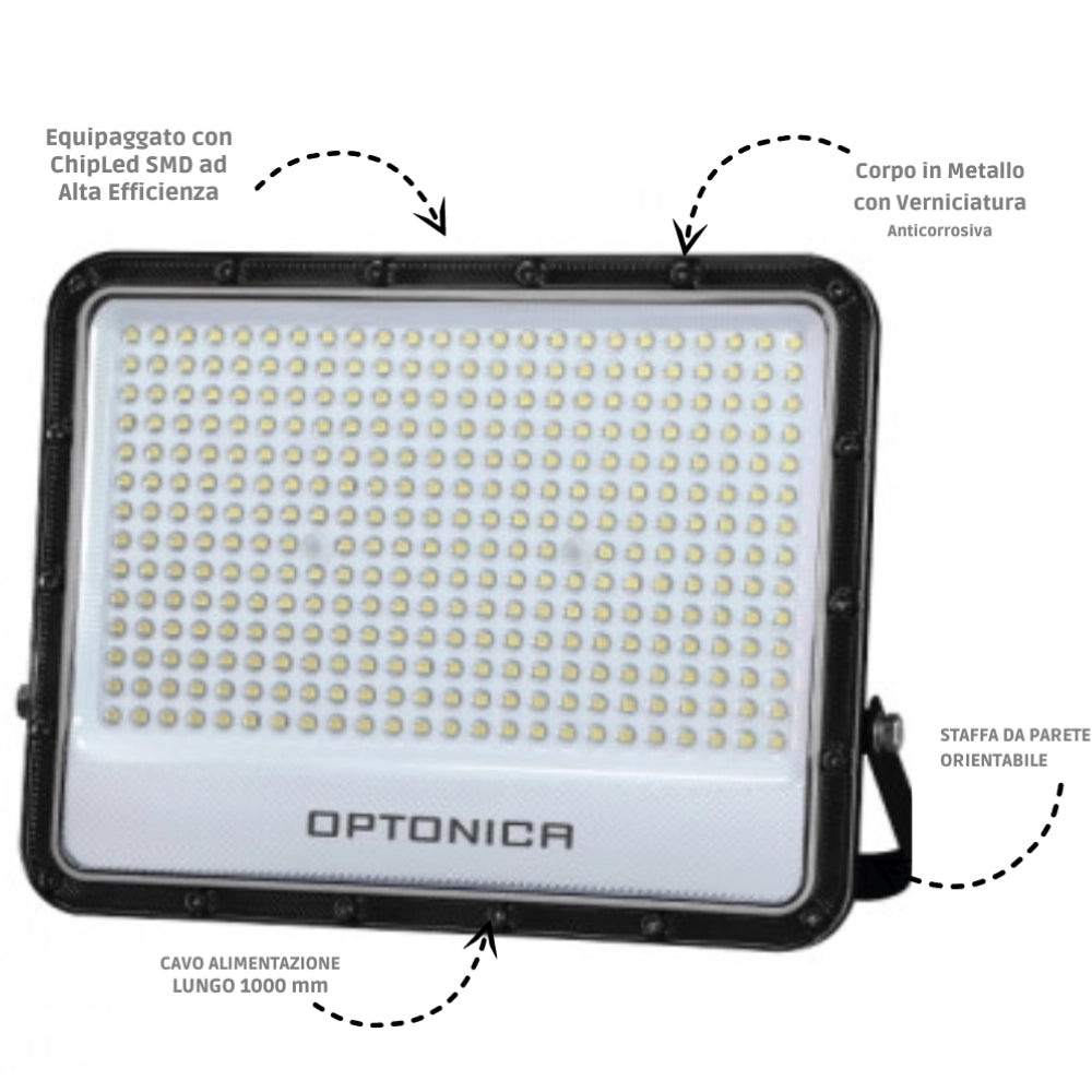Optonica proiettore led smd corpo nero linea premium 4000k ip65 clip luminoso *** watt 100 watt, confezione 1