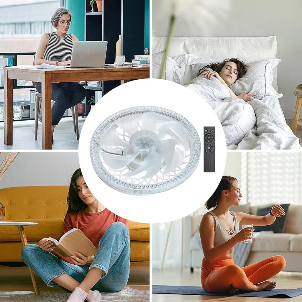 LAMPADA VENTILATORE PLAFONIERA LED SOFFITTO E27 DIMMERABILE CON TELECOMANDO 48W