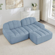 Divano Angolare Modulare 2 Posti con Poggiapiedi ¨C MINIMAL ¨C Tessuto Blu, Cuscini Profondi