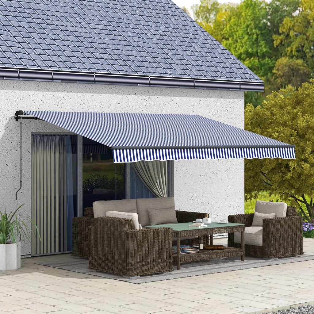 Tenda da sole con manovella regolabile in poliestere blu