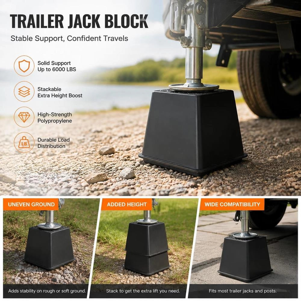 Trailer Jack Block, Motorhome Travel Accessory, 4-pack Jacks, 2721 Kg Capacity Per Motorhome Leveling Block, For Each Jack, Post, Foot And Saddle Wheel