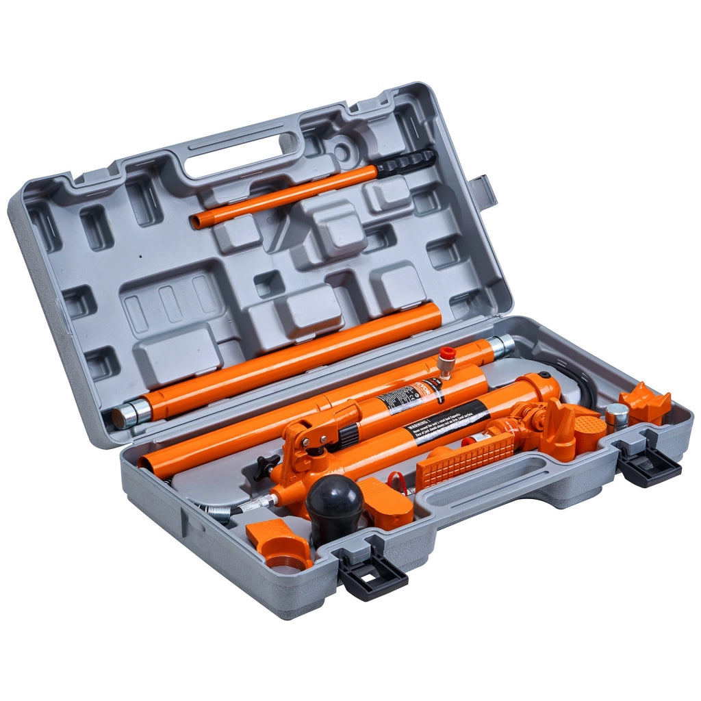 Martinetto Idraulico 12T, Pressa Idraulica Portatile per Carrozzeria, Telaio e Costruzione Auto, Corsa 132 mm, Tubo Olio 1,4 m e Custodia Resistente