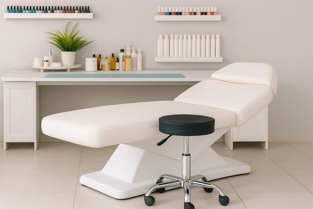 Sgabello professionale estetista in ecopelle, sgabello da ufficio mod. Alvin SG10EAL