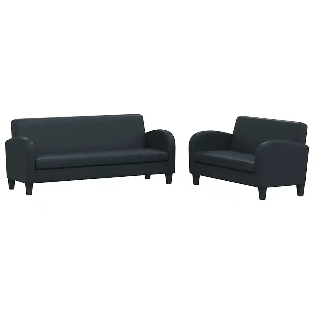 Set Divani 2 pz in Similpelle Nero