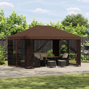 Gazebo da giardino con pareti laterali 4 × 3 m Marrone 900396