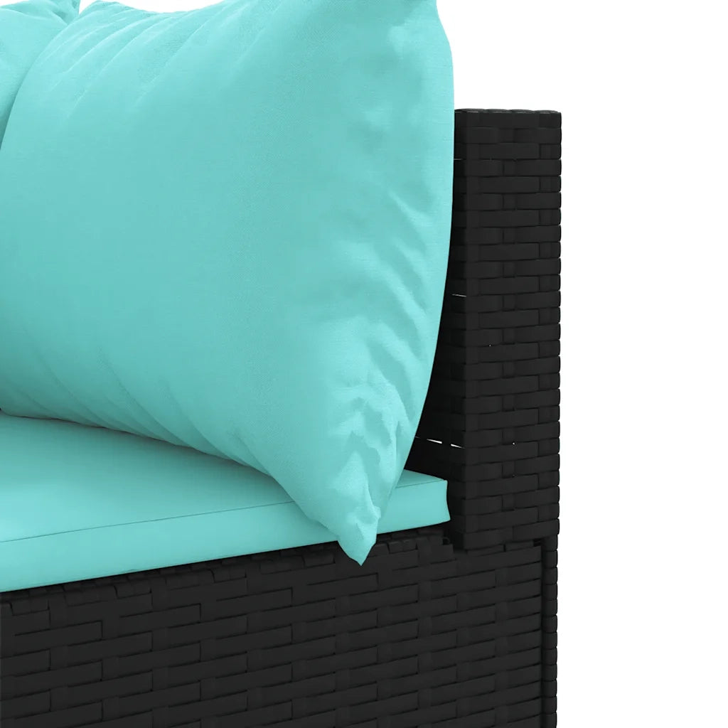 Set Salotto da Giardino con Cuscini 7pz Nero Polyrattan