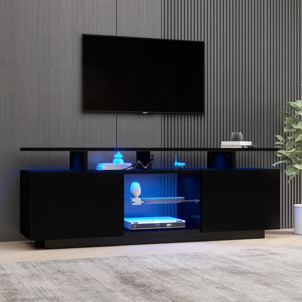 Mobile porta televisore nero 140 cm con illuminazione LED