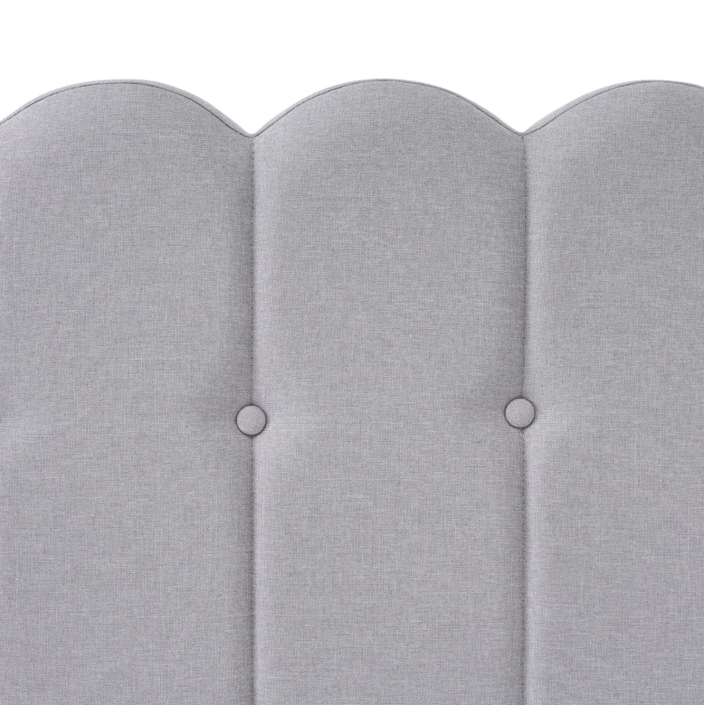 Letto imbottito 140x200 cm con rete a doghe e ricarica USB e USB-C in lino grigio
