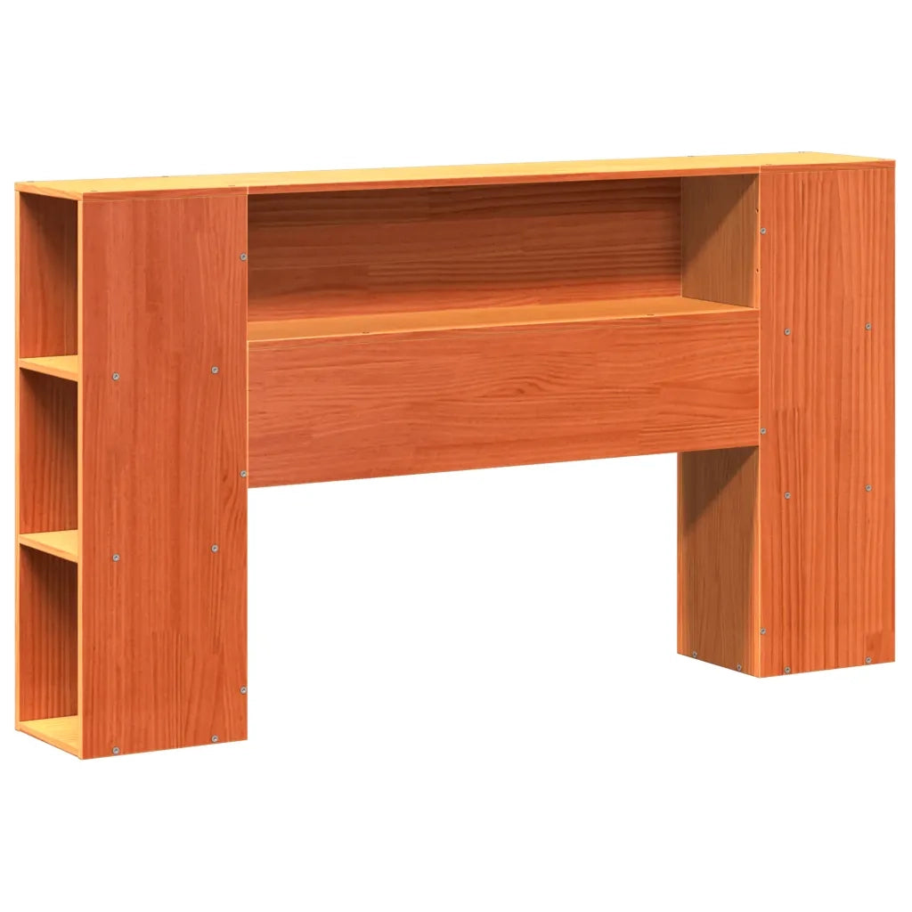 Letto Libreria senza Materasso-Struttura Letto con contenitore Marrone Cera 135x190 cm in Pino 543486