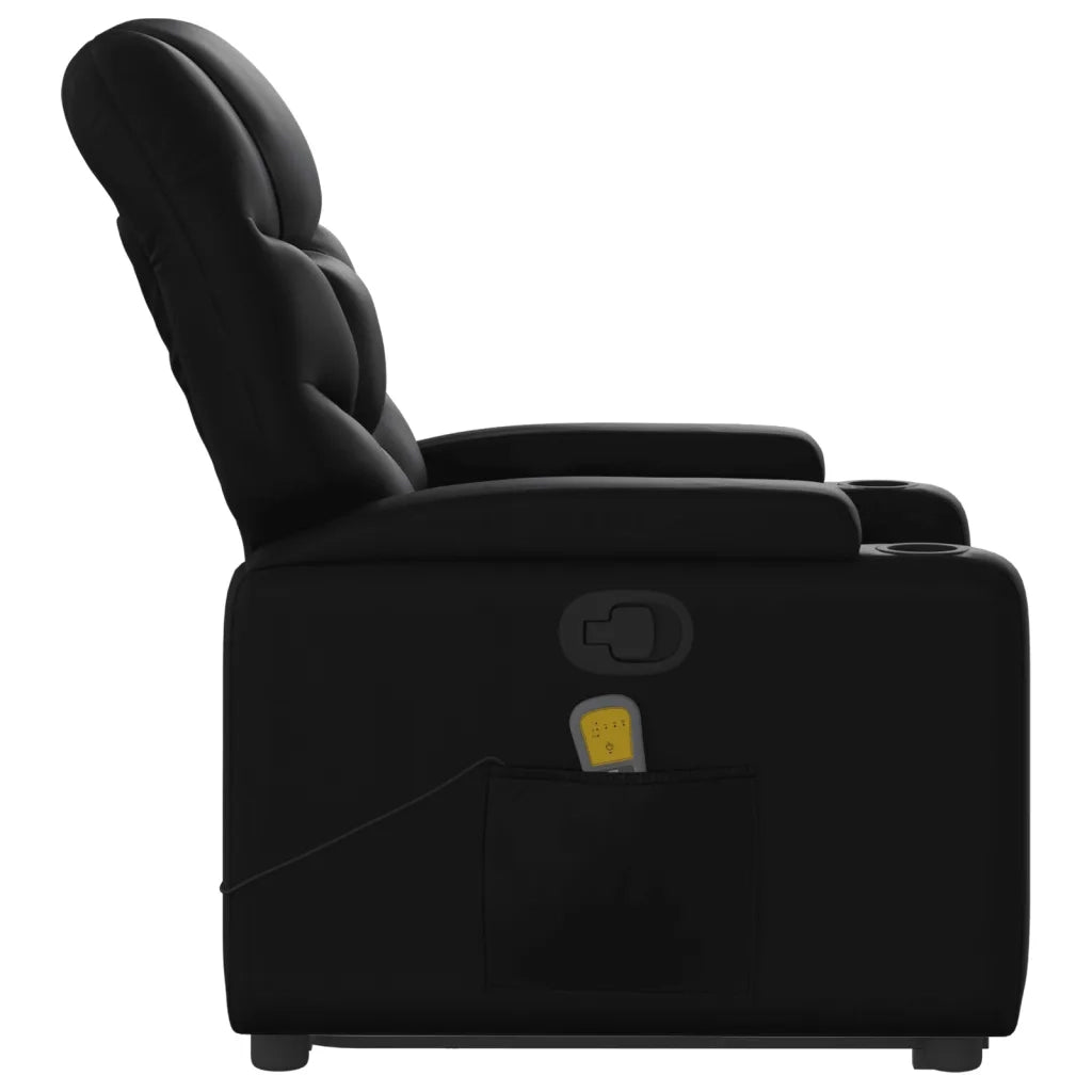 Poltrona | Sedia Relax Alzapersona Reclinabile Massaggio Nero Similpelle
